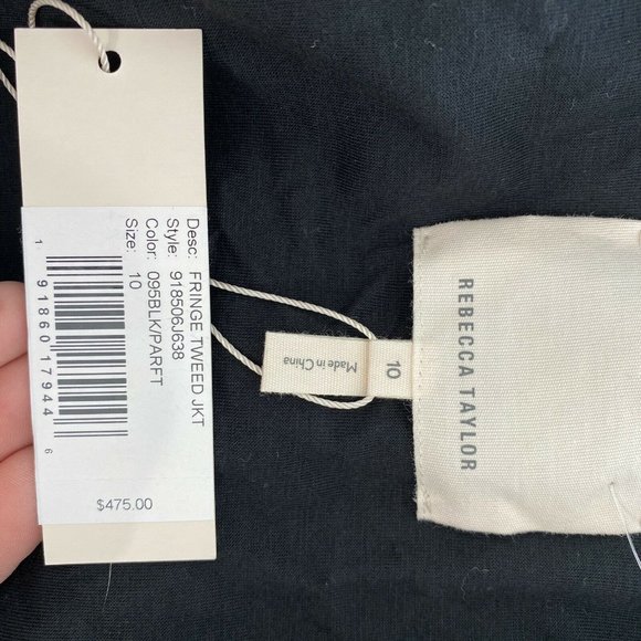 Rebecca Taylor Black Parfait Fringe Tweed Blazer - Picture 7 of 7